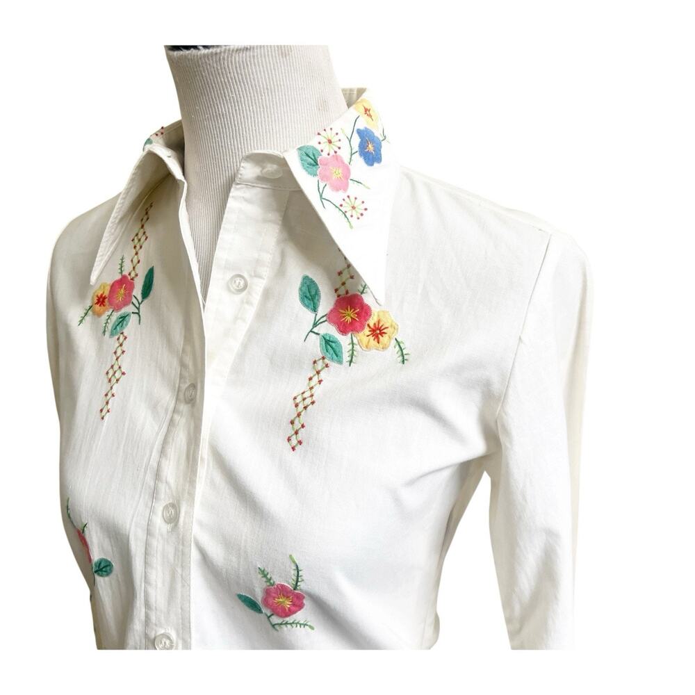 King James Women’s Embroidered Long Sleeve Button Down Shirt Long Sleeve Small - Picture 6 of 12